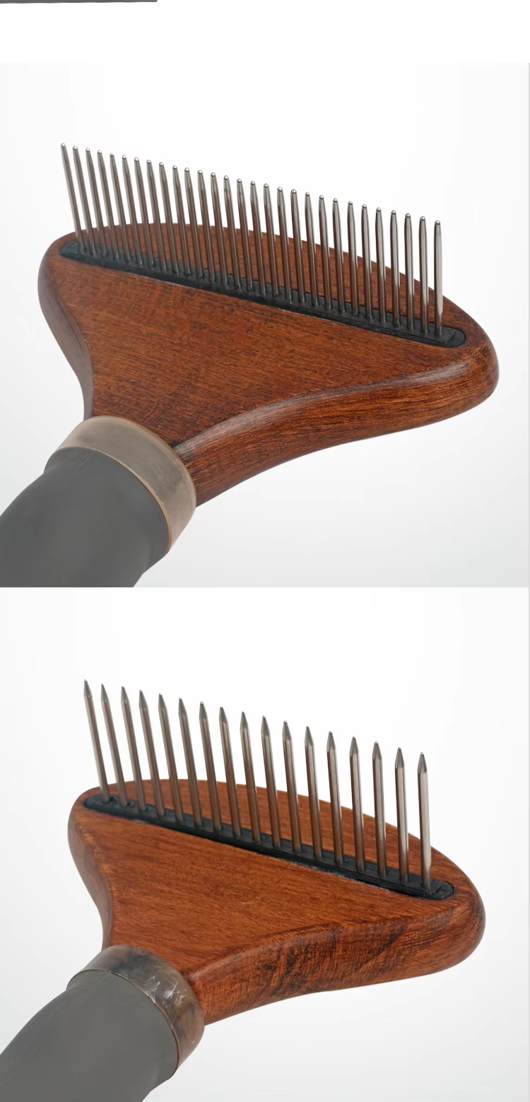Wooden Pet Metal Needle Comb