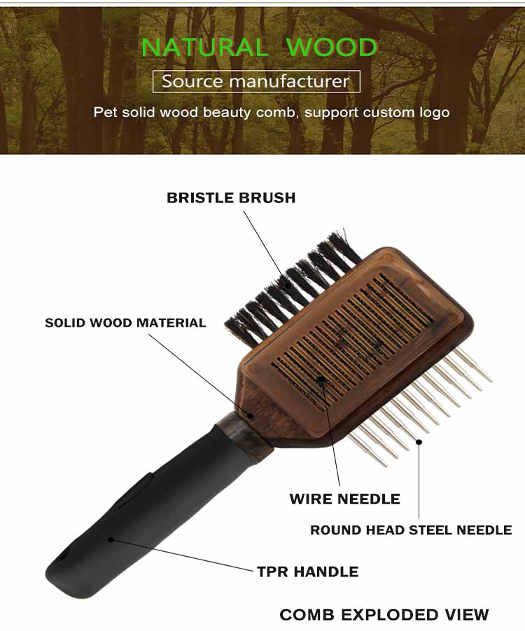 Factory Wholesale Custom Logo Multifunction Four Sided Sfle Cleaning Pet Pin Brush Cat Dog Grooming Brush