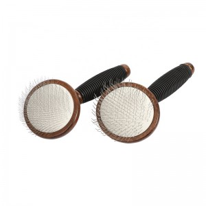 Factory Wholesale Custom Logo Upscale Wood Pet Long Pin Brush Cat Dog Grooming Slicker Brush